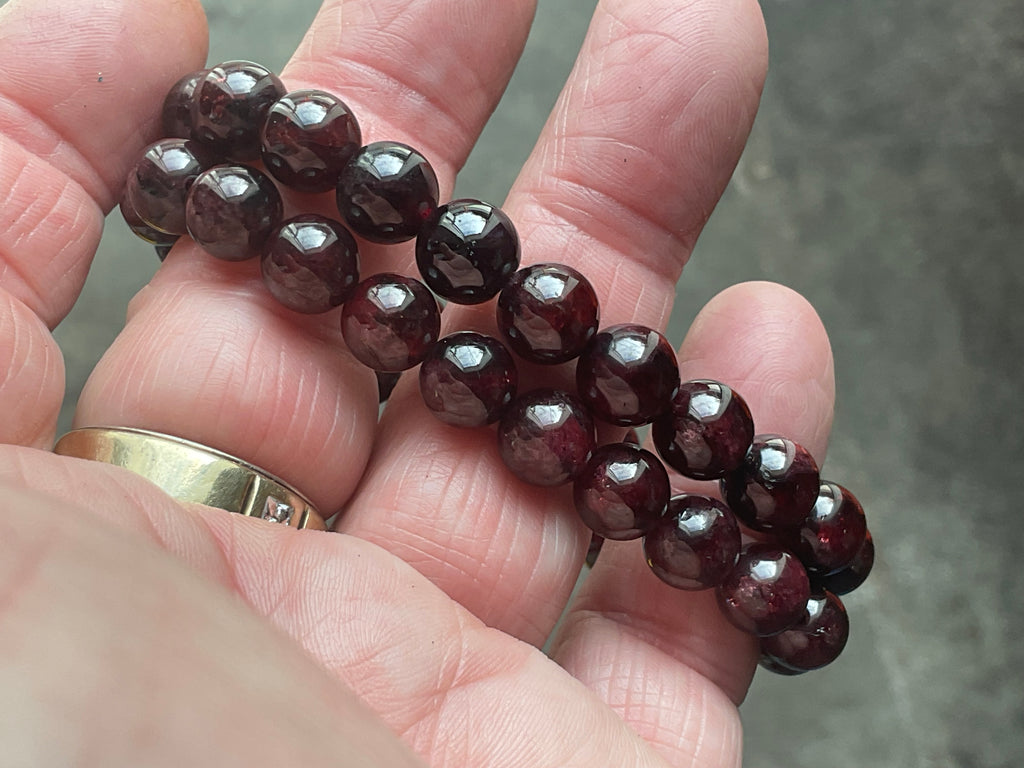 Garnet 8mm Bead Bracelet