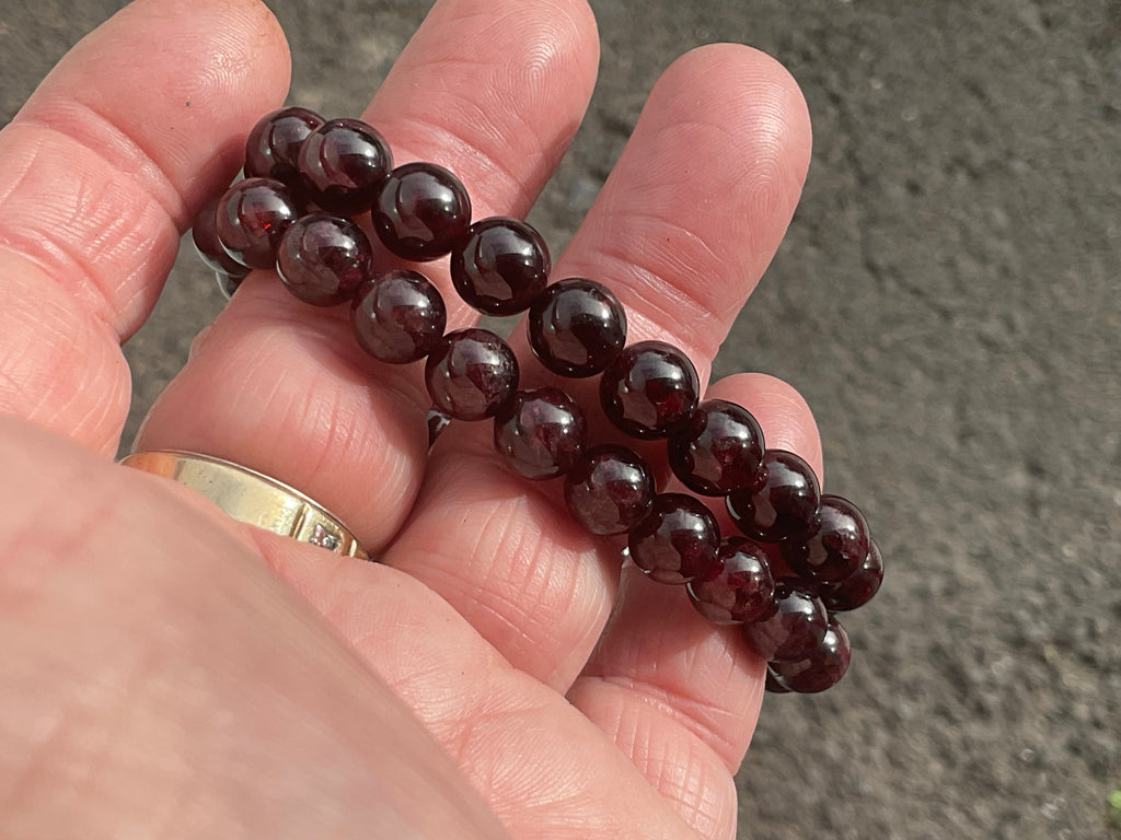 Garnet 8mm Bead Bracelet