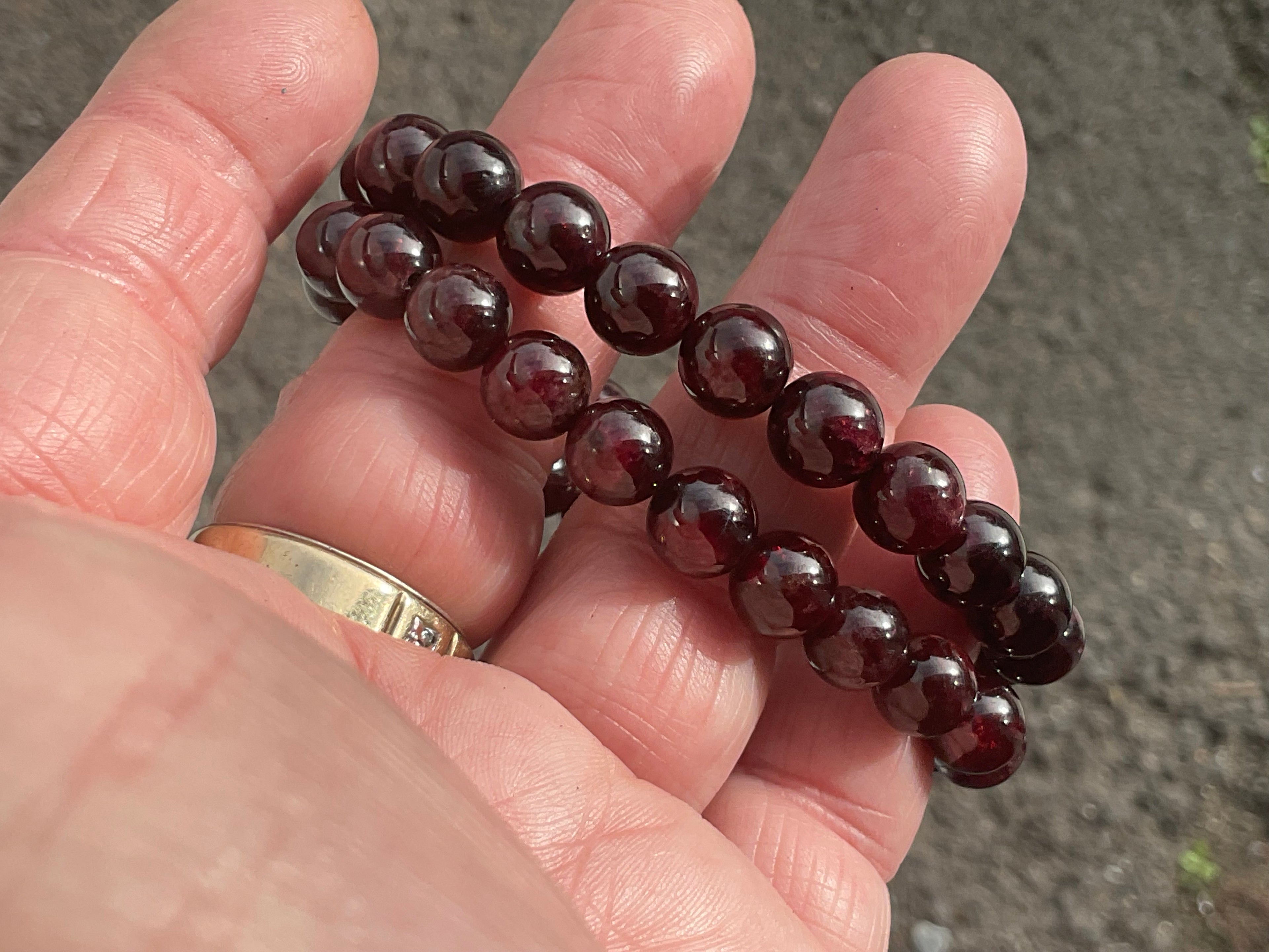 Garnet 8mm Bead Bracelet