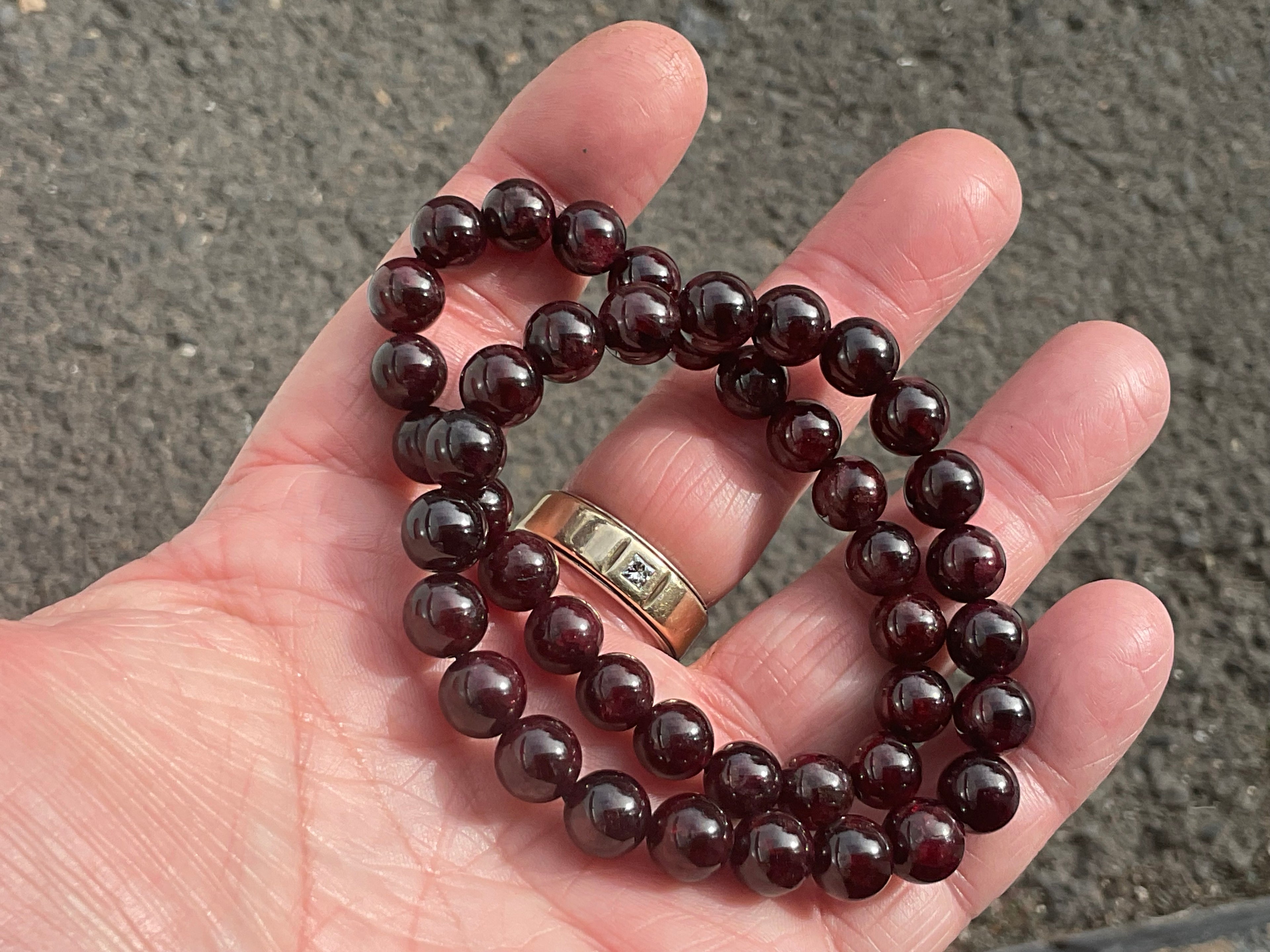 Garnet 8mm Bead Bracelet