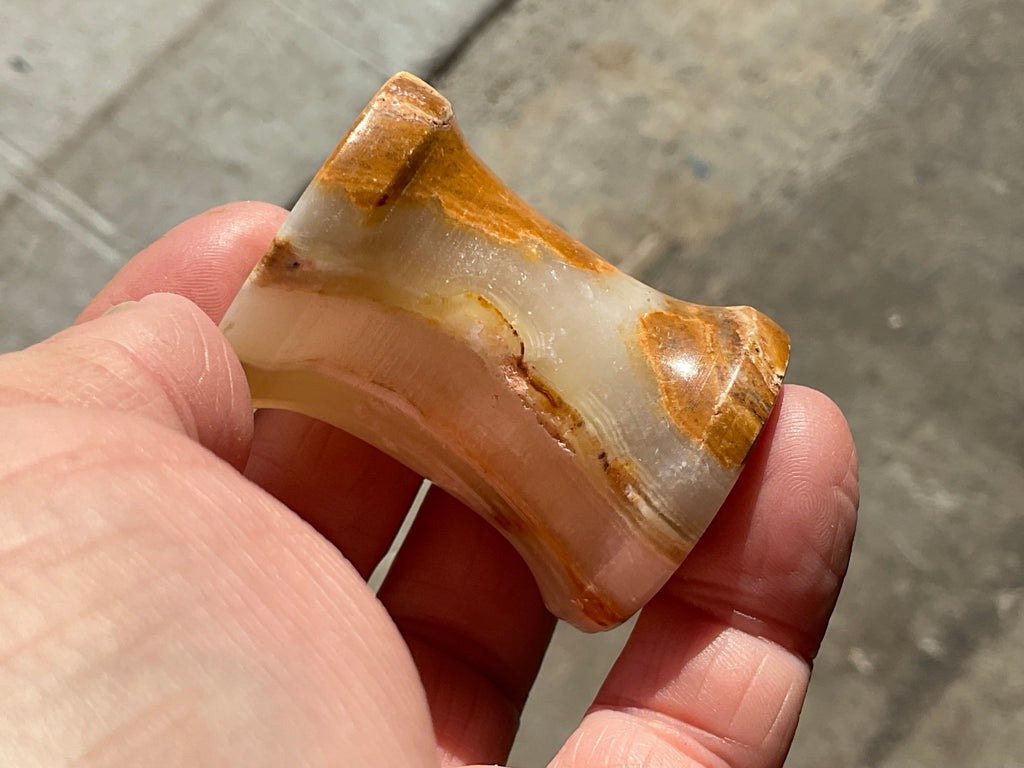 Green Banded Onyx (Calcite) Pedestal Style Sphere Stand 3A