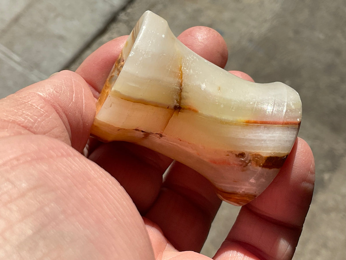 Green Banded Onyx (Calcite) Pedestal Style Sphere Stand 3A