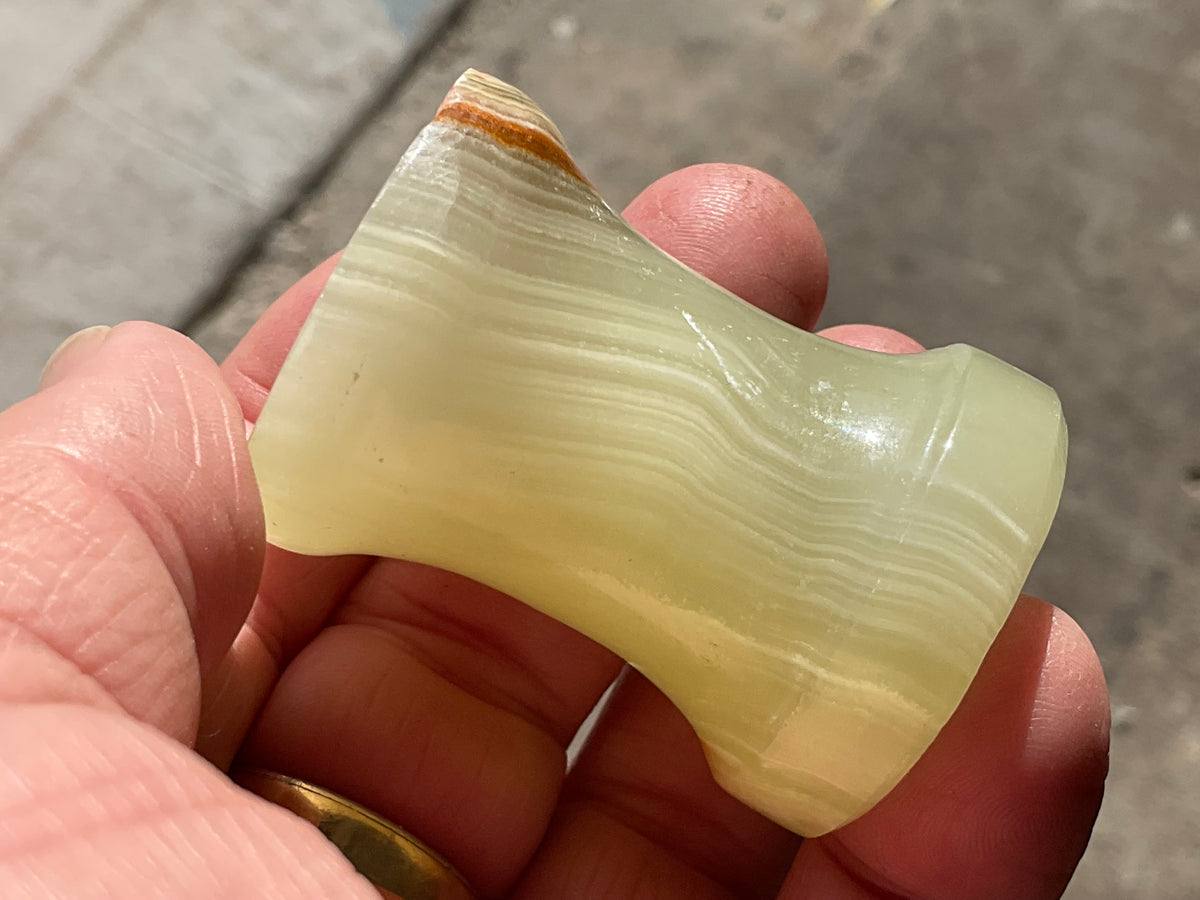 Green Banded Onyx (Calcite) Pedestal Style Sphere Stand 3B