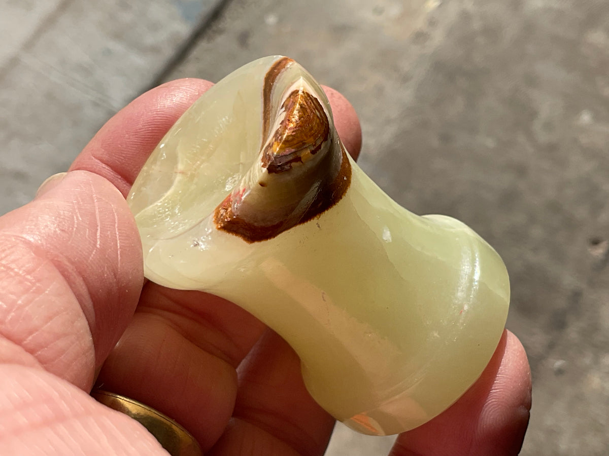 Green Banded Onyx (Calcite) Pedestal Style Sphere Stand 3B
