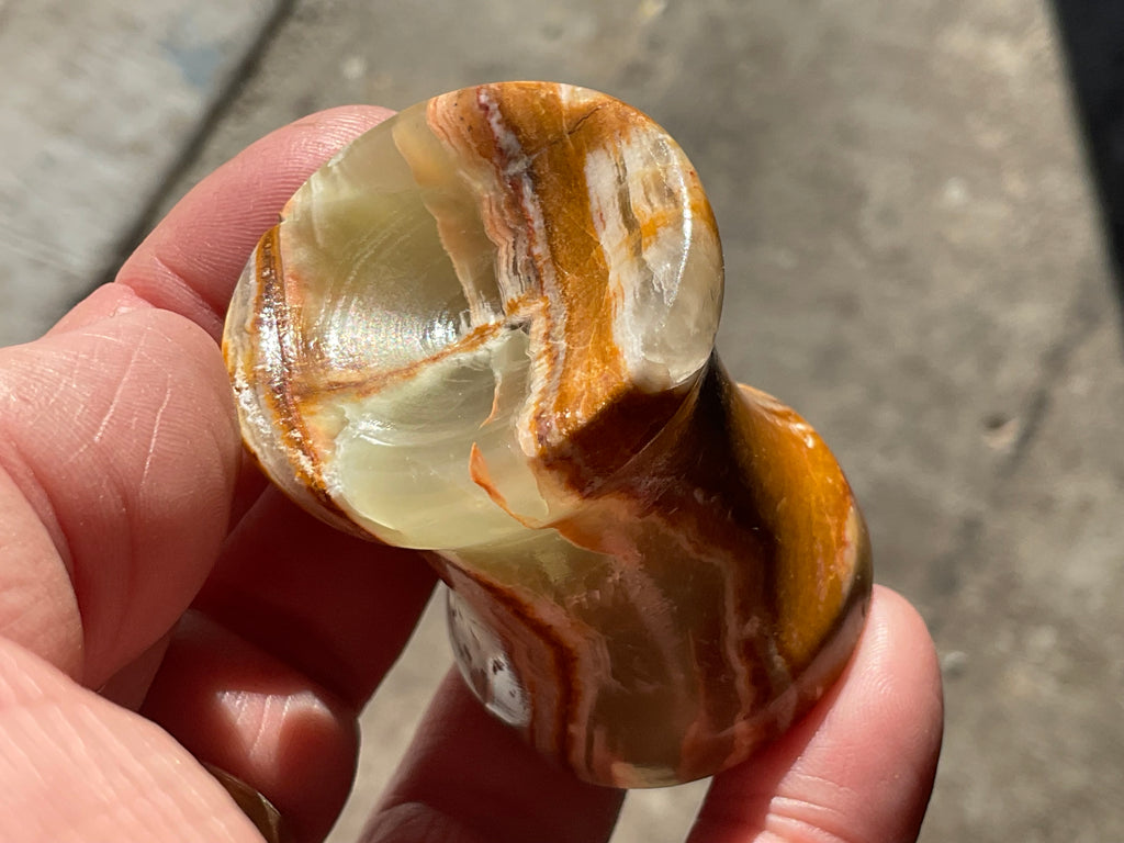 Green Banded Onyx (Calcite) Pedestal Style Sphere Stand 3C