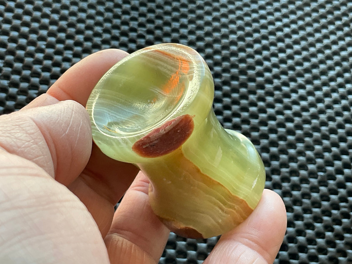 Green Banded Onyx (Calcite) Pedestal Style Sphere Stand 4A