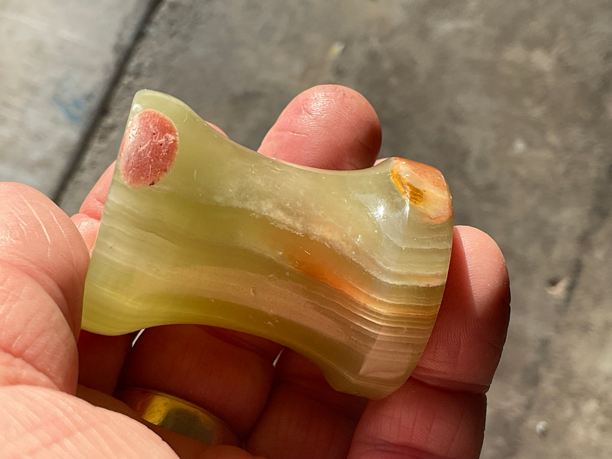 Green Banded Onyx (Calcite) Pedestal Style Sphere Stand 4A