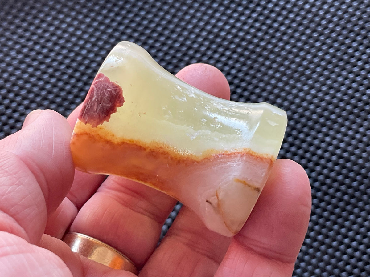 Green Banded Onyx (Calcite) Pedestal Style Sphere Stand 4C
