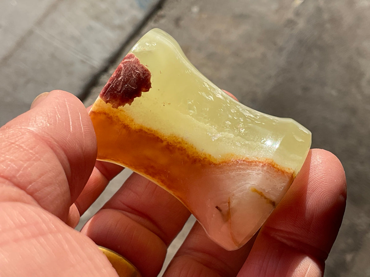 Green Banded Onyx (Calcite) Pedestal Style Sphere Stand 4C