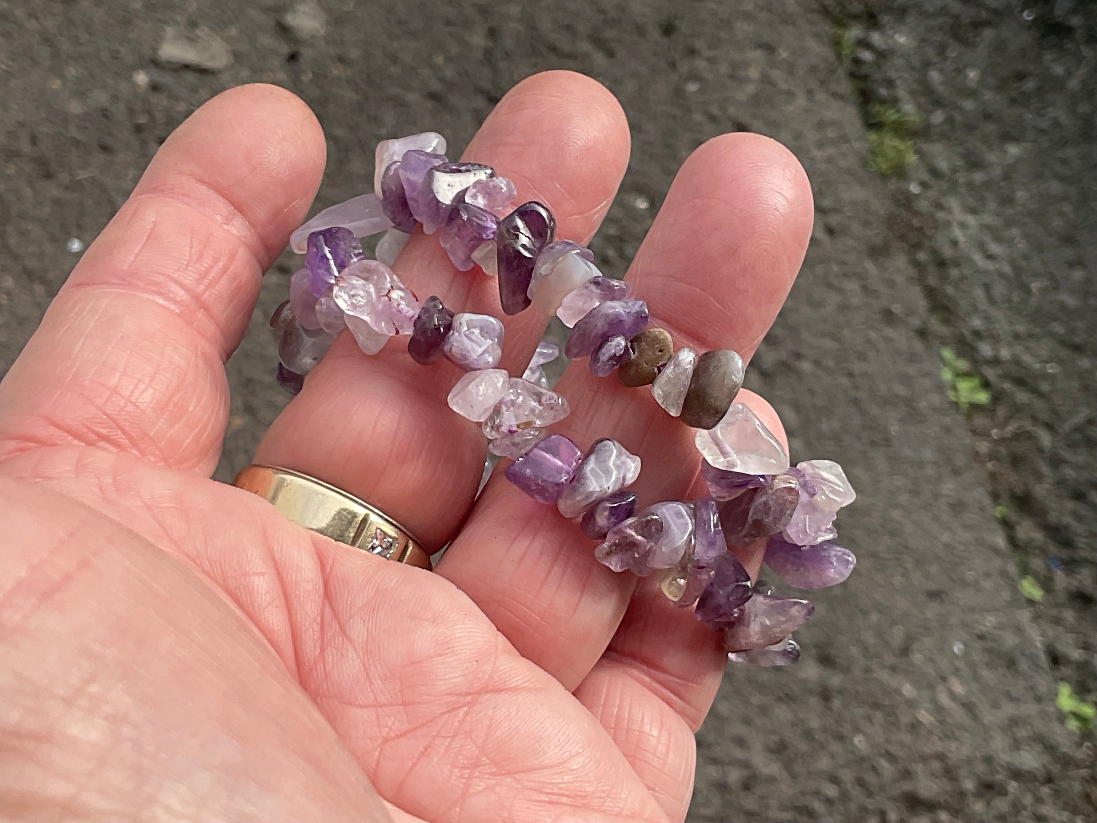 Amethyst Stone Chip Bracelet