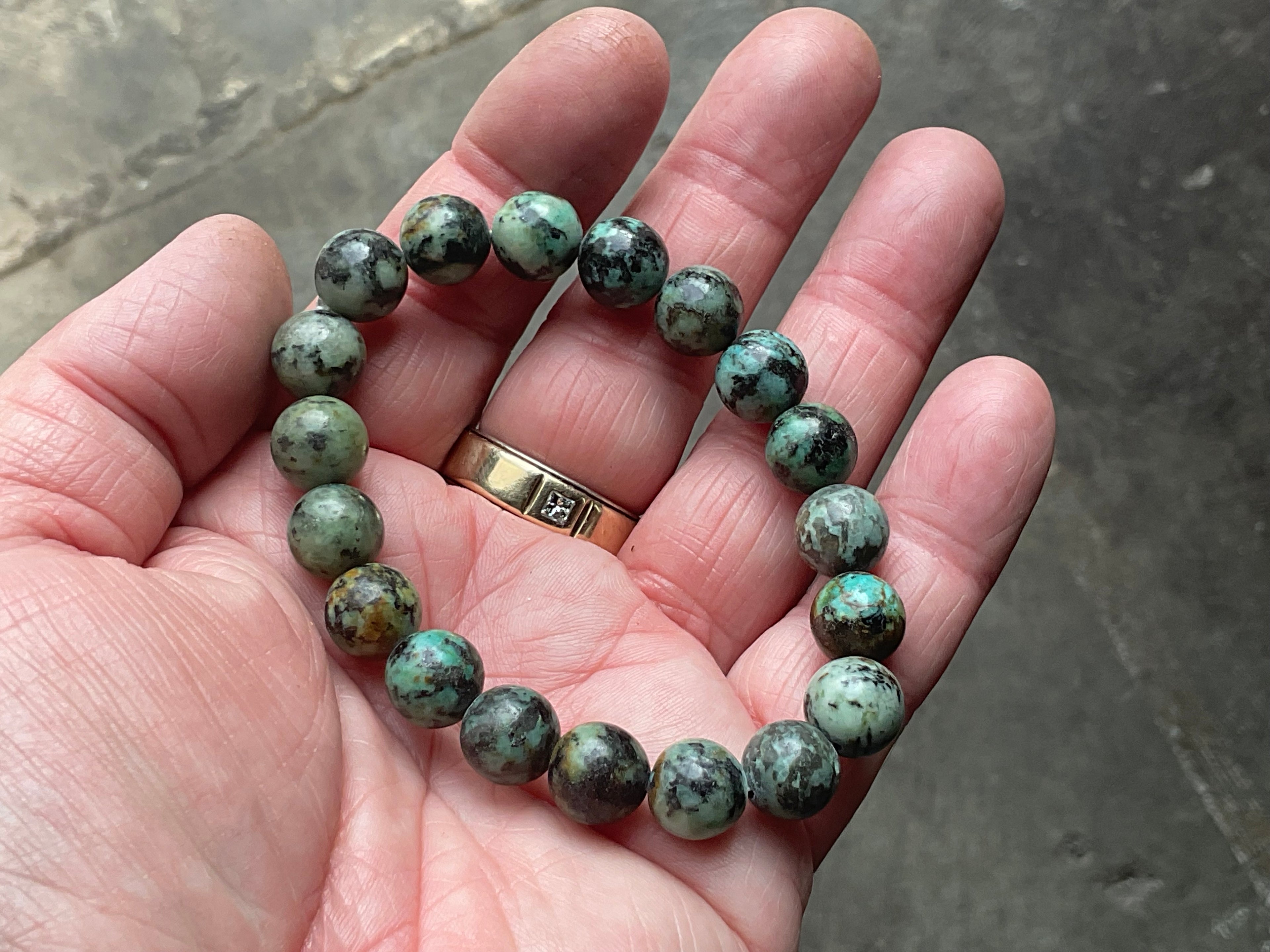10mm African Turquoise (Jasper) Bead Bracelet