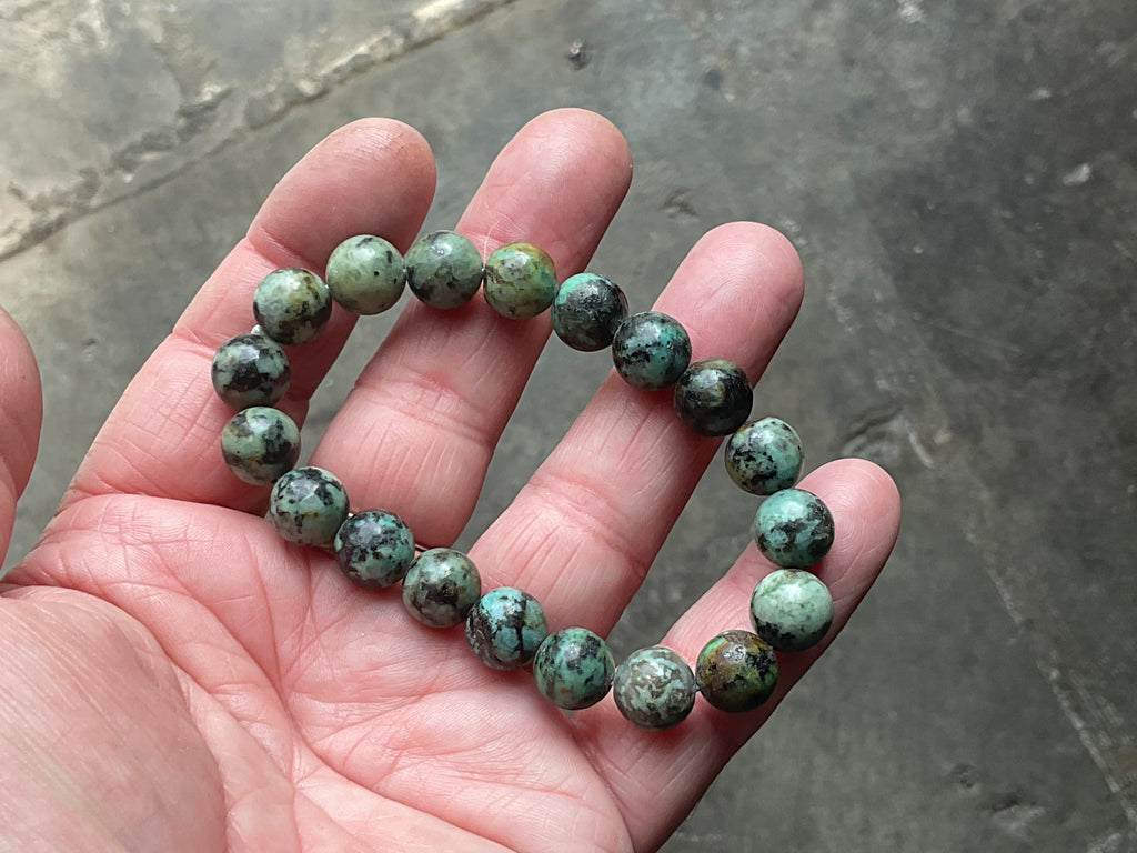 10mm African Turquoise (Jasper) Bead Bracelet