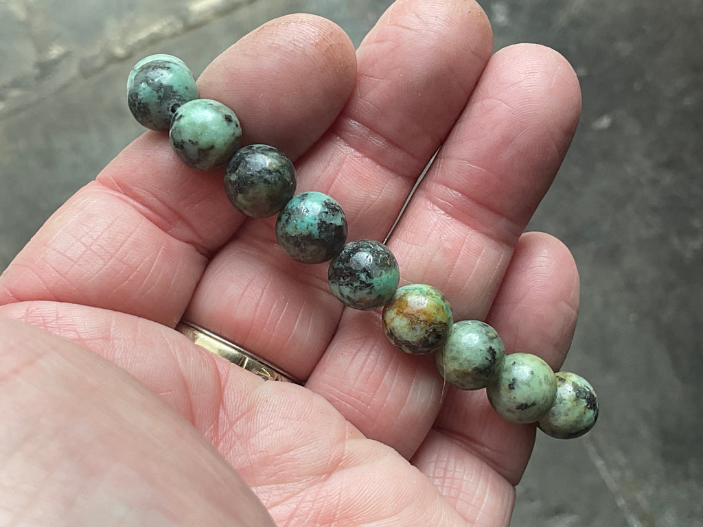 10mm African Turquoise (Jasper) Bead Bracelet
