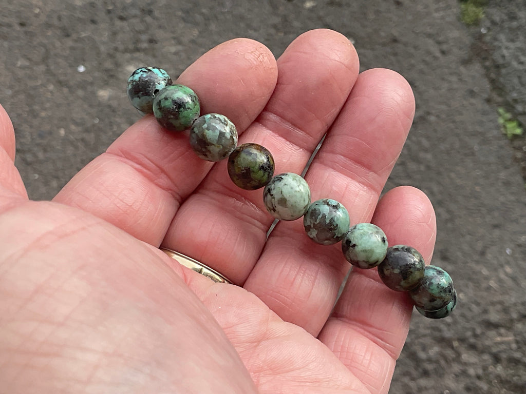 10mm African Turquoise (Jasper) Bead Bracelet