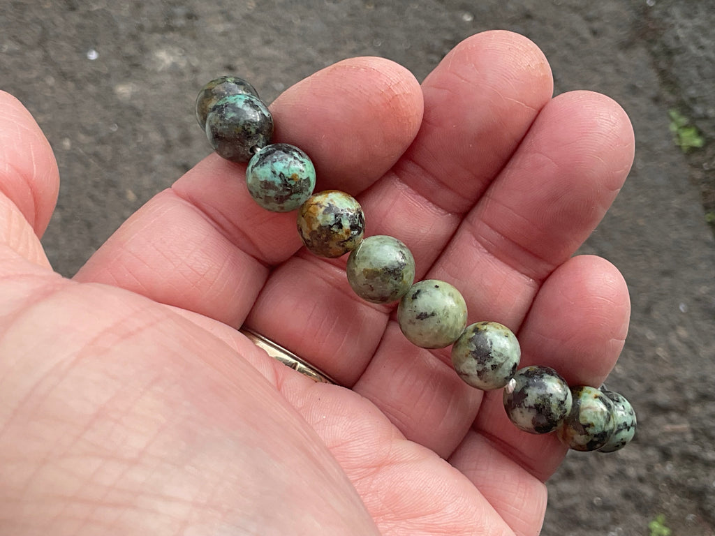 10mm African Turquoise (Jasper) Bead Bracelet