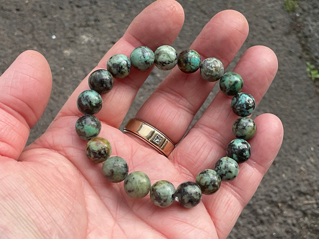 10mm African Turquoise (Jasper) Bead Bracelet