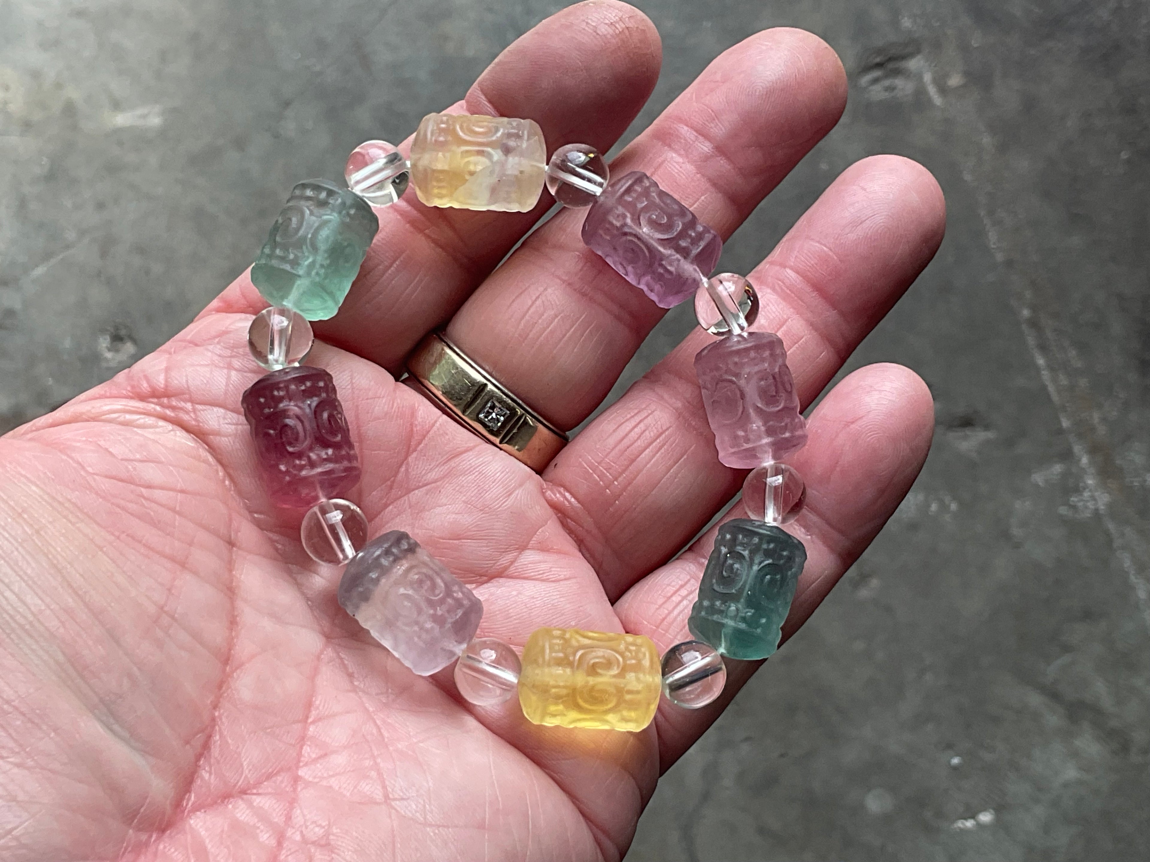 Rainbow Fluorite Barrel Bead (Lu Lu Tong) Bracelet A