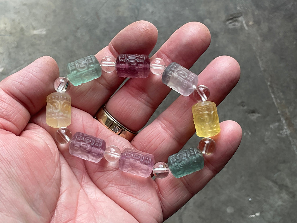 Rainbow Fluorite Barrel Bead (Lu Lu Tong) Bracelet A