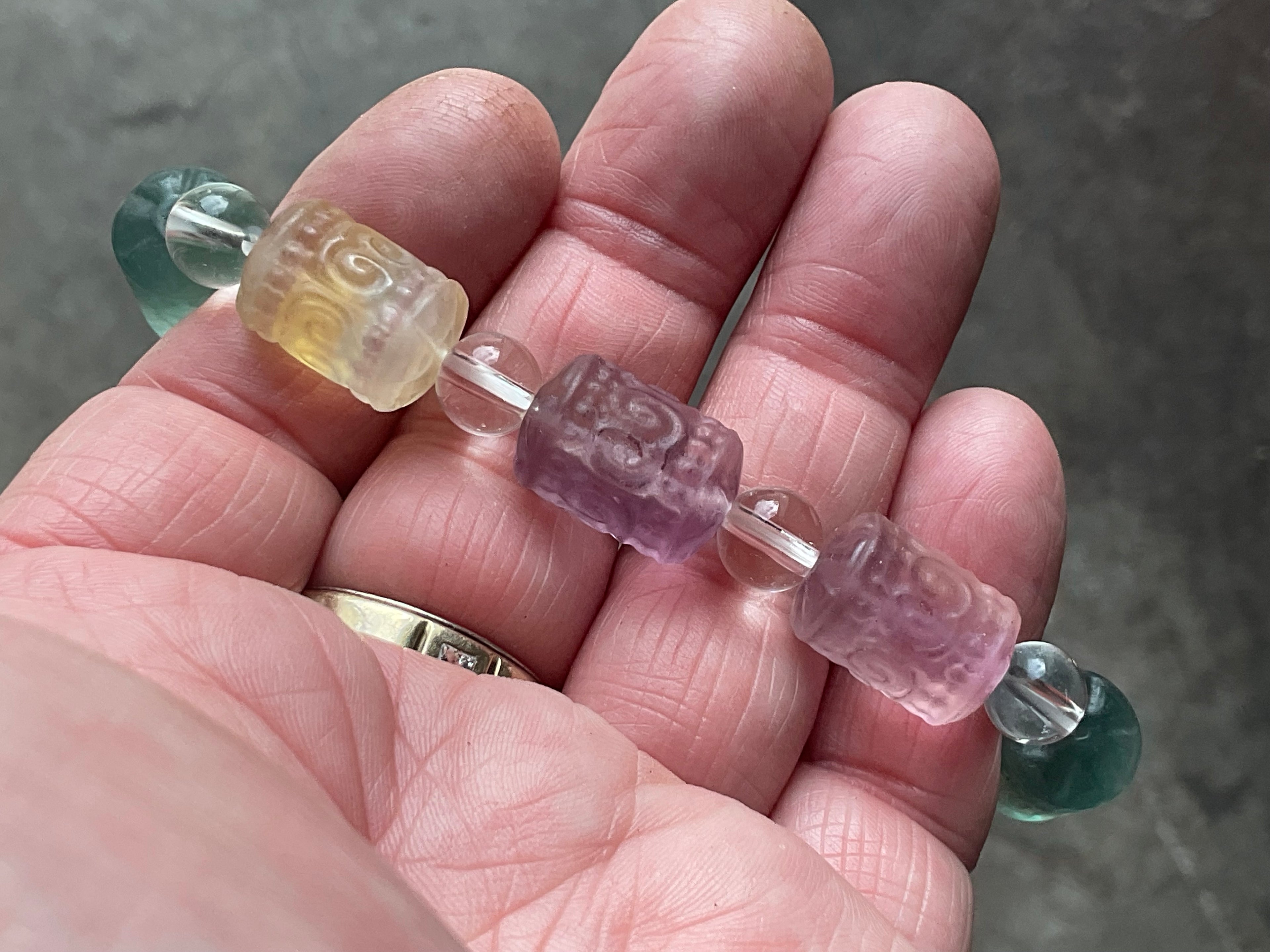 Rainbow Fluorite Barrel Bead (Lu Lu Tong) Bracelet A