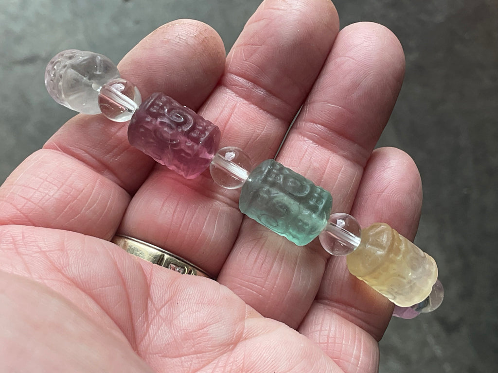 Rainbow Fluorite Barrel Bead (Lu Lu Tong) Bracelet A