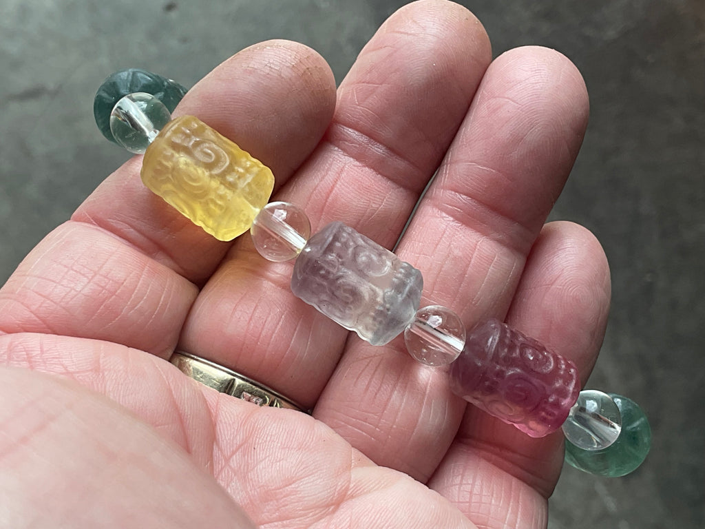 Rainbow Fluorite Barrel Bead (Lu Lu Tong) Bracelet A