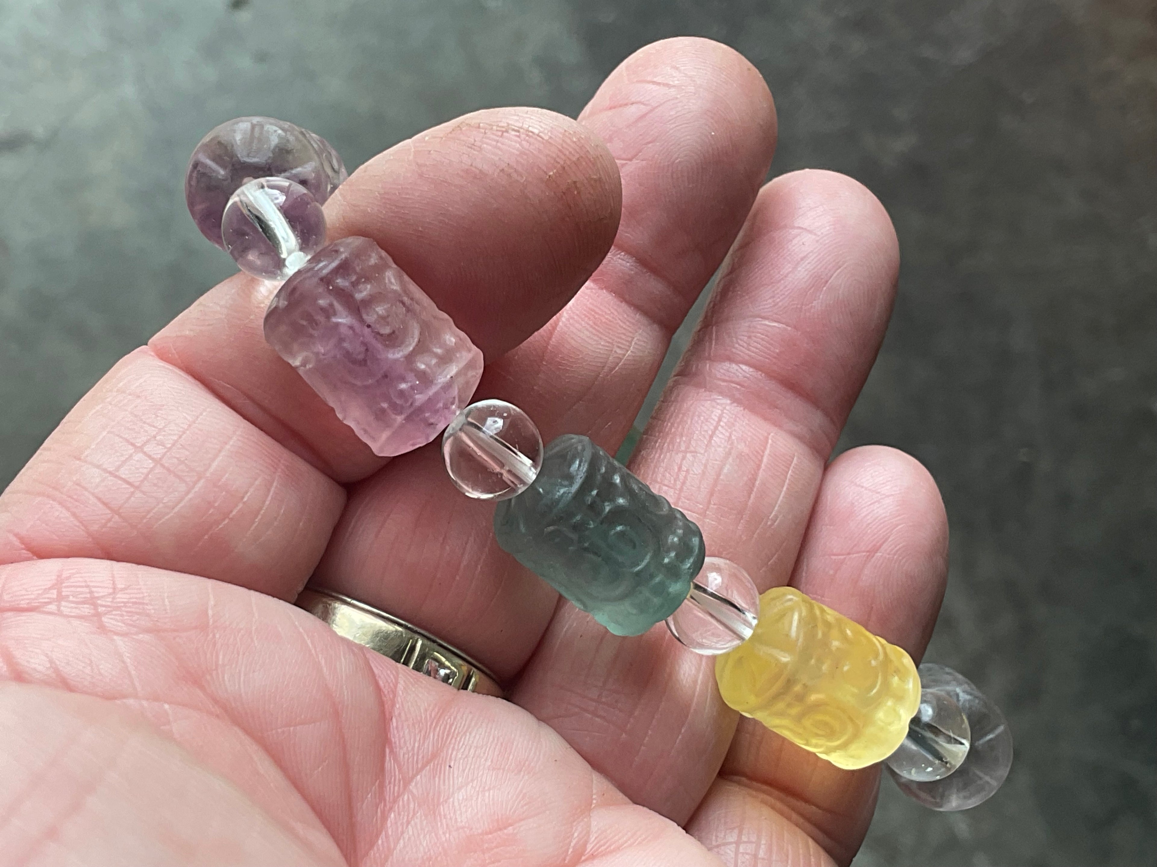 Rainbow Fluorite Barrel Bead (Lu Lu Tong) Bracelet A