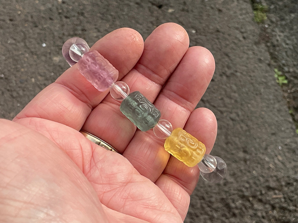 Rainbow Fluorite Barrel Bead (Lu Lu Tong) Bracelet A