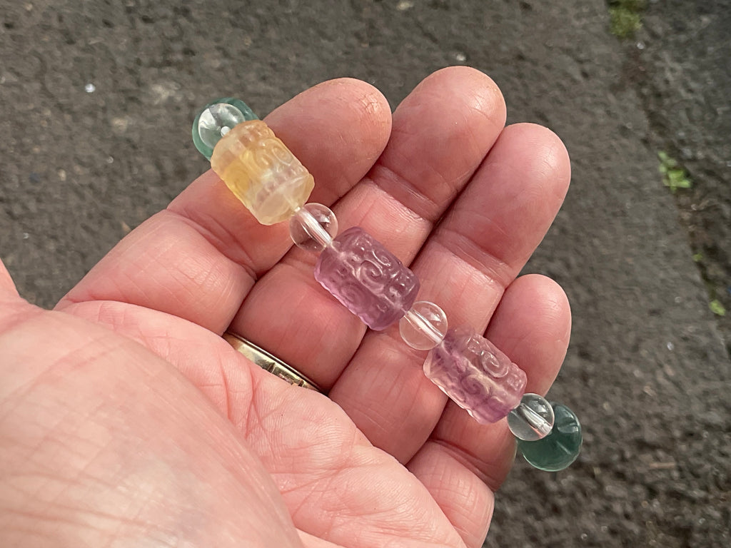 Rainbow Fluorite Barrel Bead (Lu Lu Tong) Bracelet A