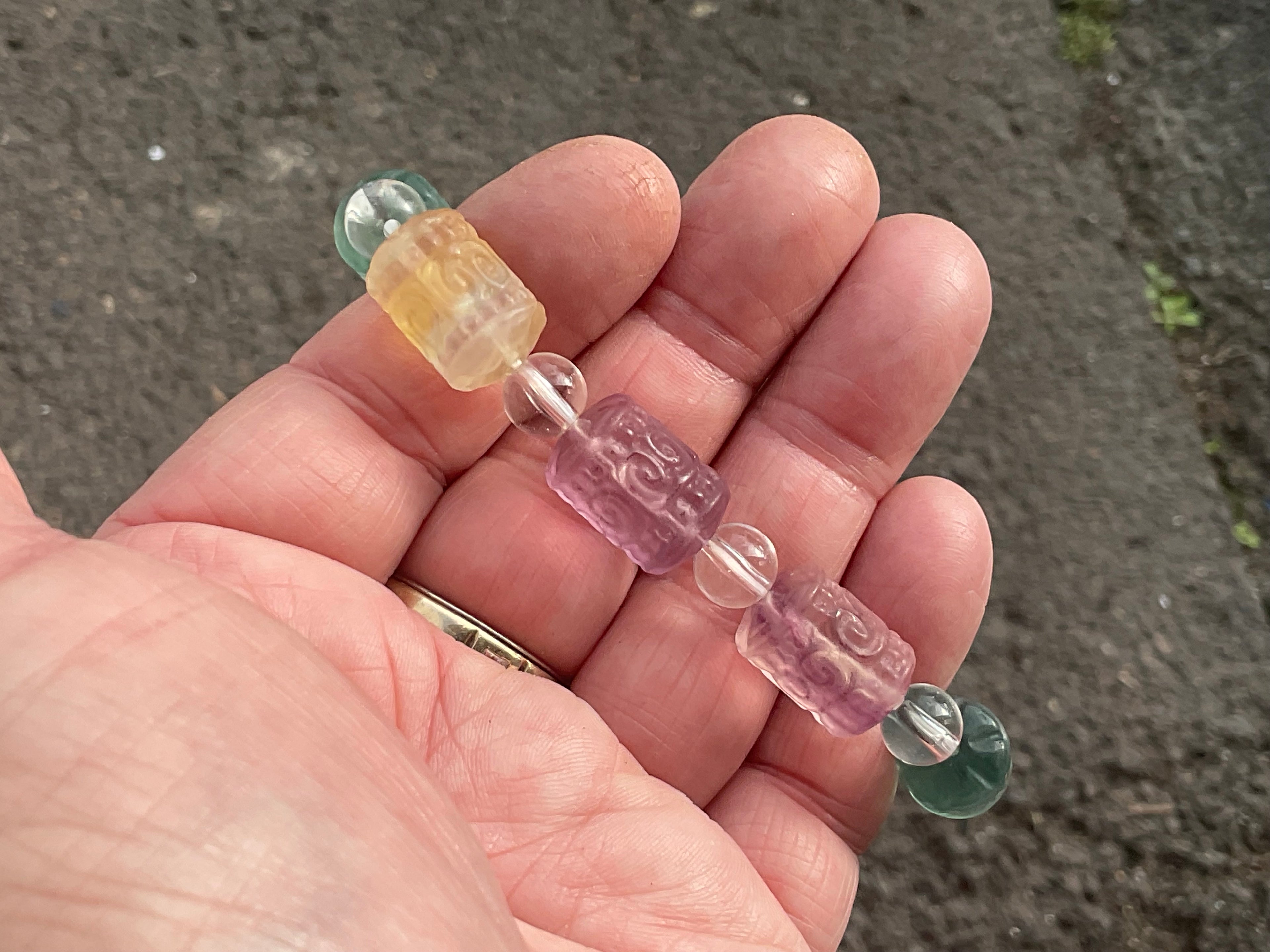 Rainbow Fluorite Barrel Bead (Lu Lu Tong) Bracelet A