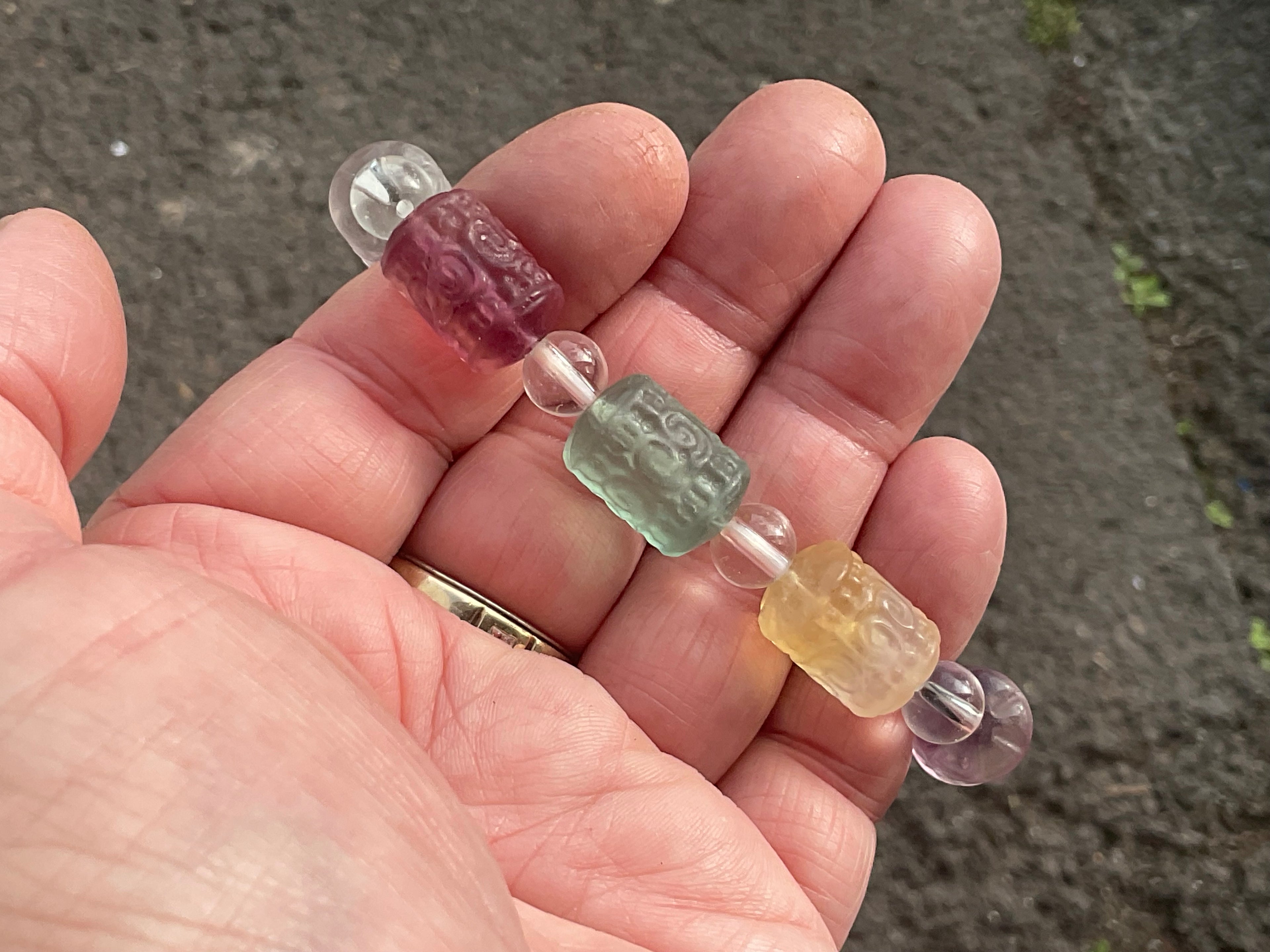 Rainbow Fluorite Barrel Bead (Lu Lu Tong) Bracelet A
