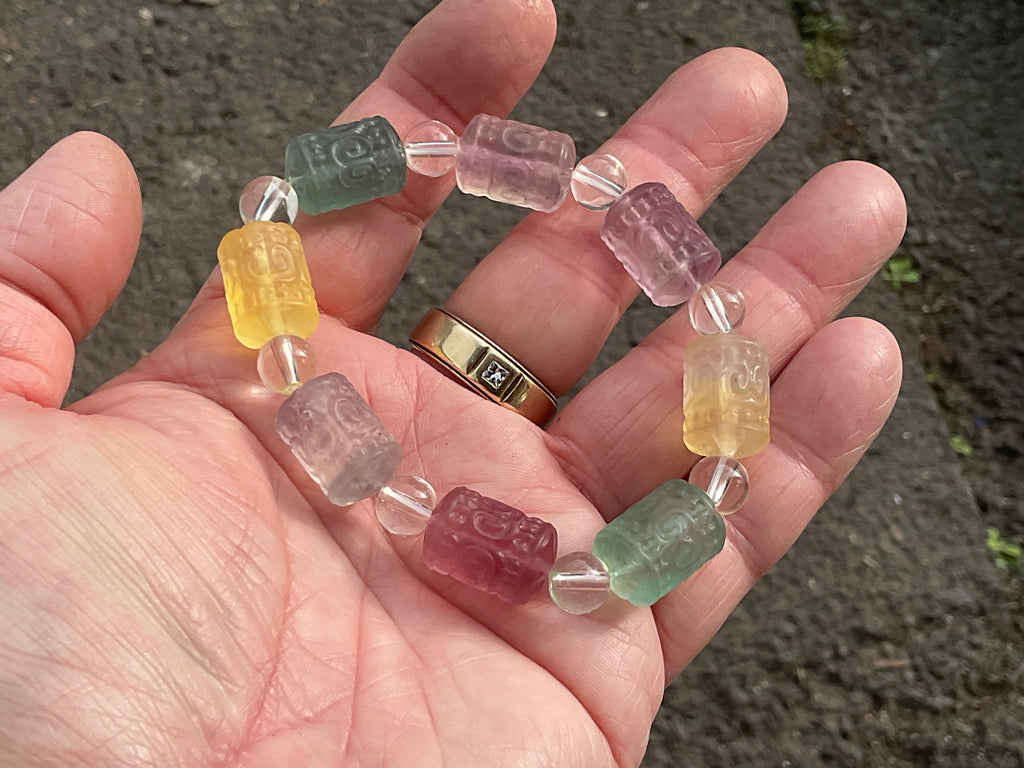 Rainbow Fluorite Barrel Bead (Lu Lu Tong) Bracelet A