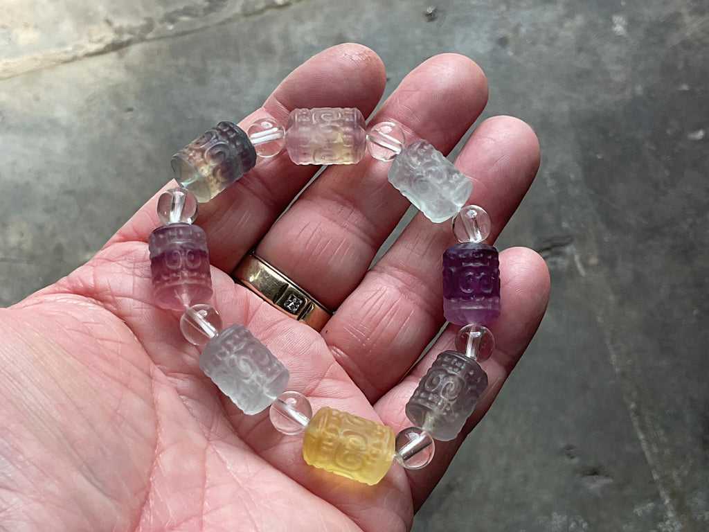 Rainbow Fluorite Barrel Bead (Lu Lu Tong) Bracelet B