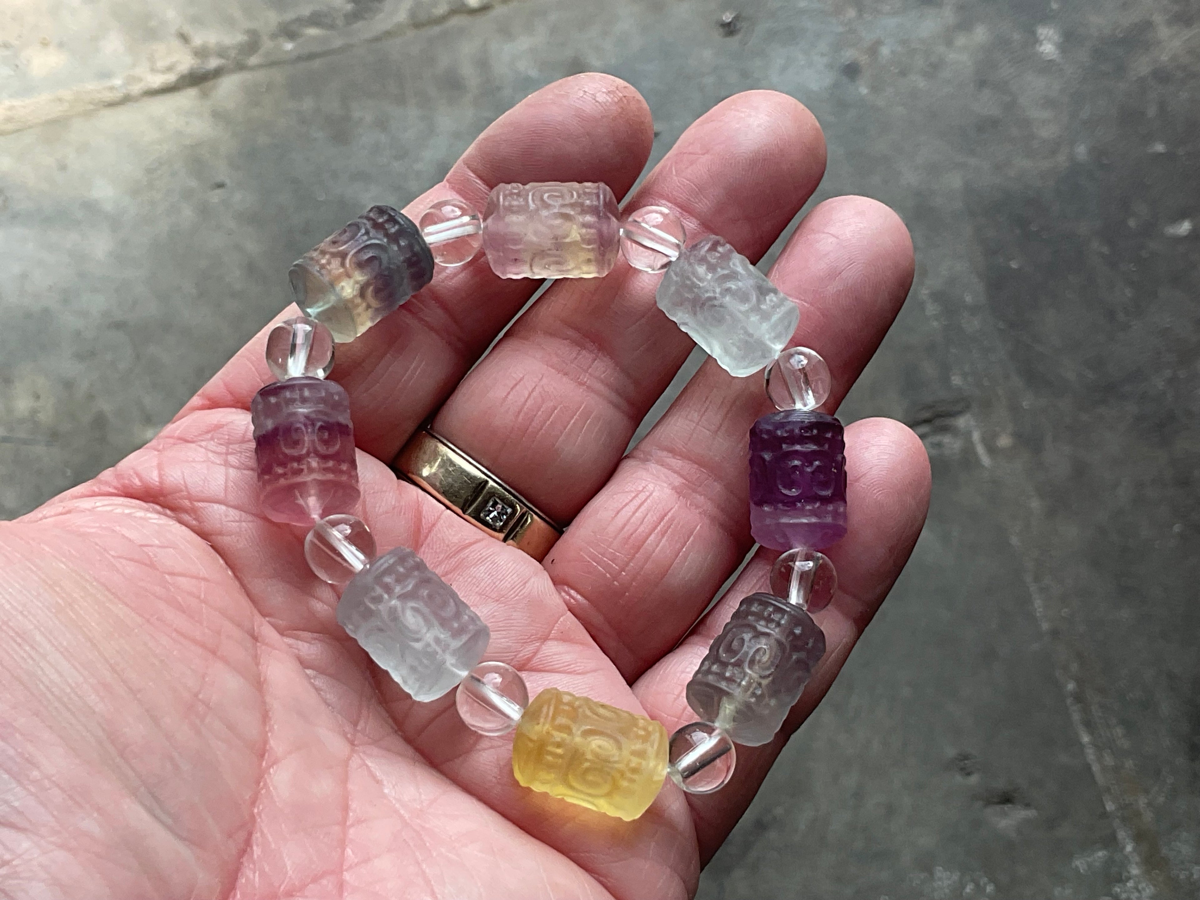 Rainbow Fluorite Barrel Bead (Lu Lu Tong) Bracelet B