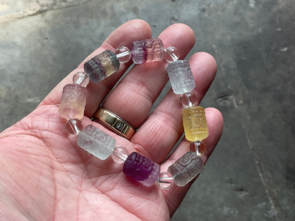 Rainbow Fluorite Barrel Bead (Lu Lu Tong) Bracelet B