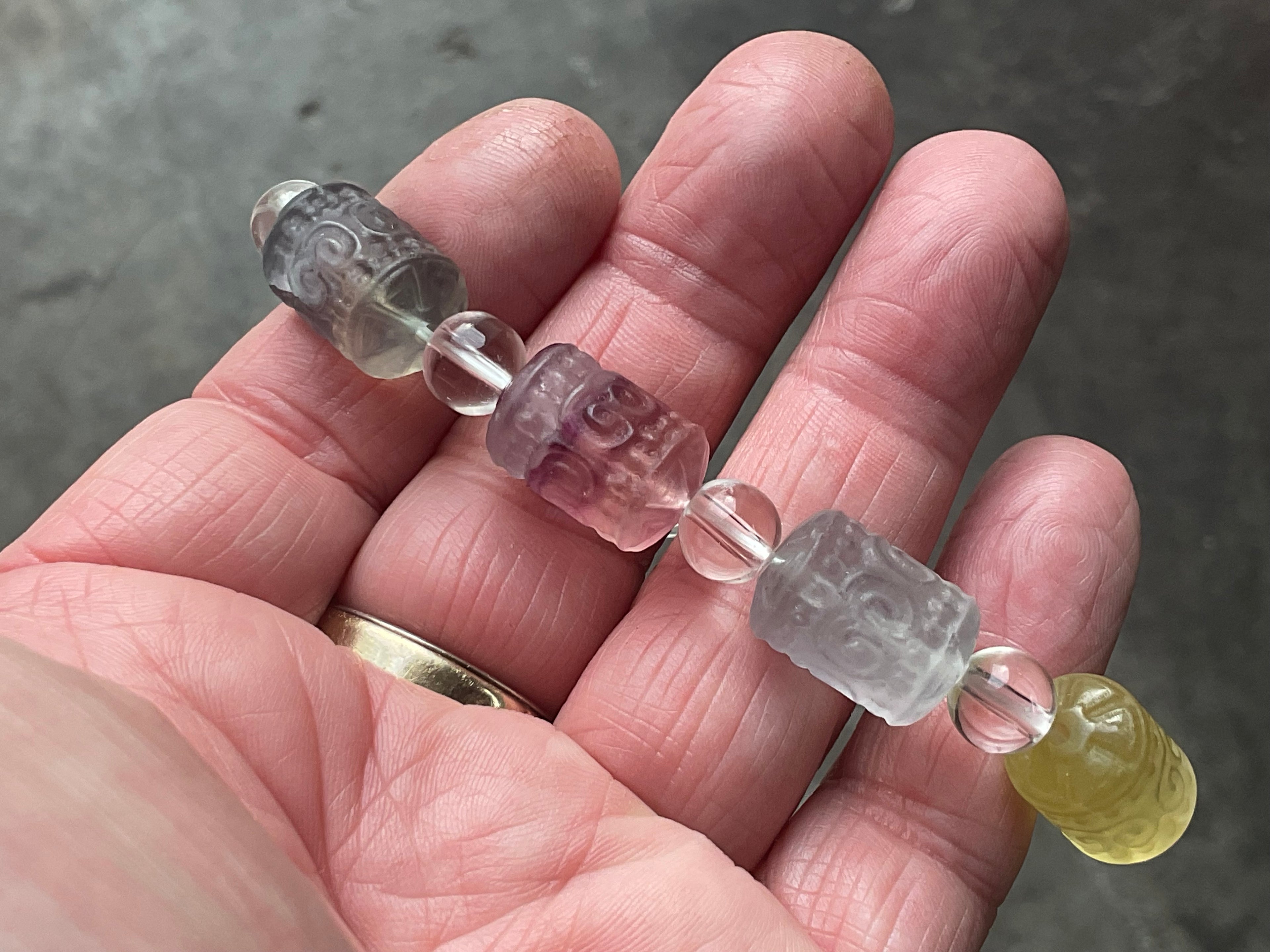 Rainbow Fluorite Barrel Bead (Lu Lu Tong) Bracelet B