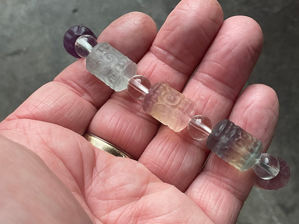 Rainbow Fluorite Barrel Bead (Lu Lu Tong) Bracelet B