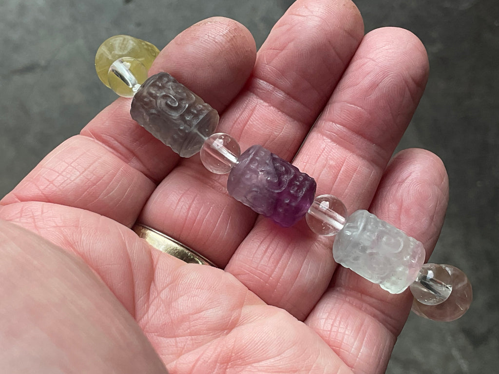 Rainbow Fluorite Barrel Bead (Lu Lu Tong) Bracelet B