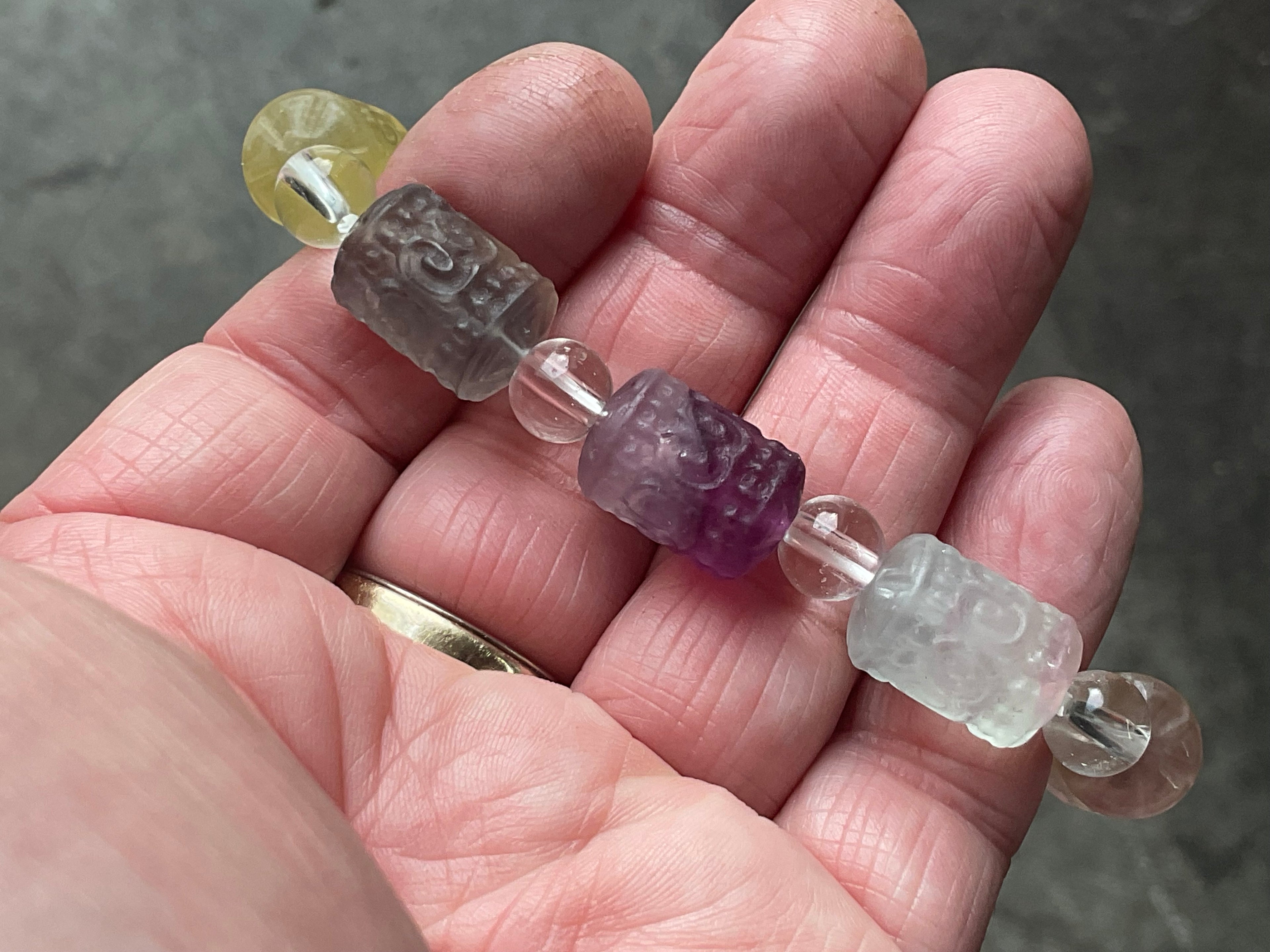 Rainbow Fluorite Barrel Bead (Lu Lu Tong) Bracelet B