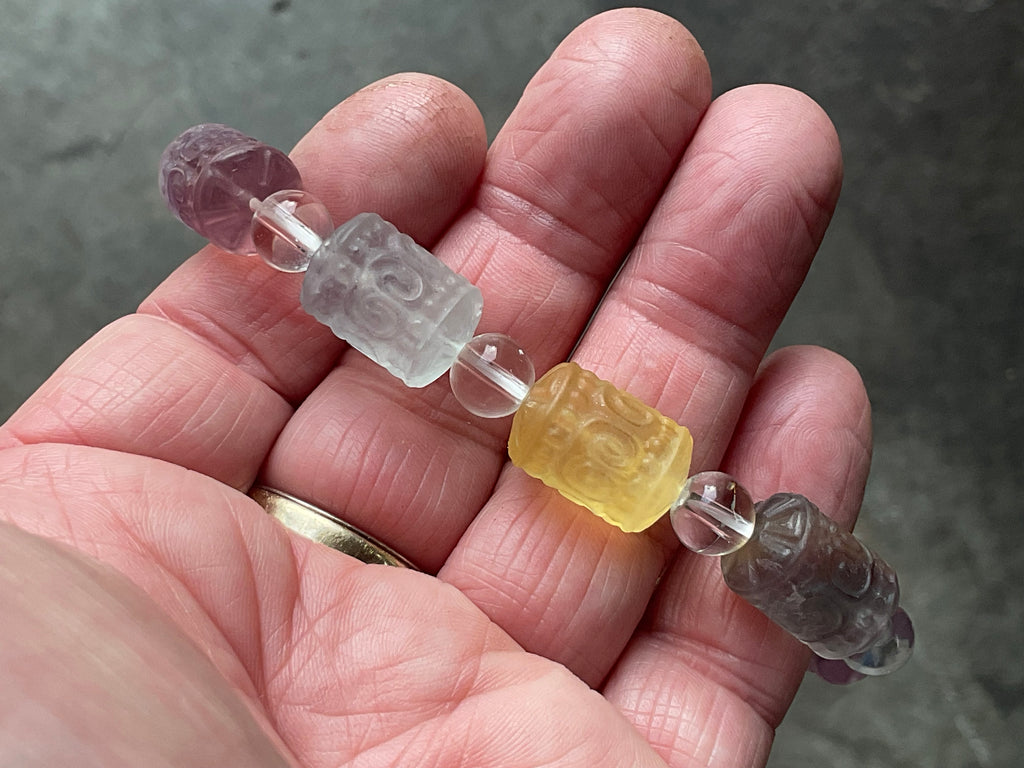 Rainbow Fluorite Barrel Bead (Lu Lu Tong) Bracelet B