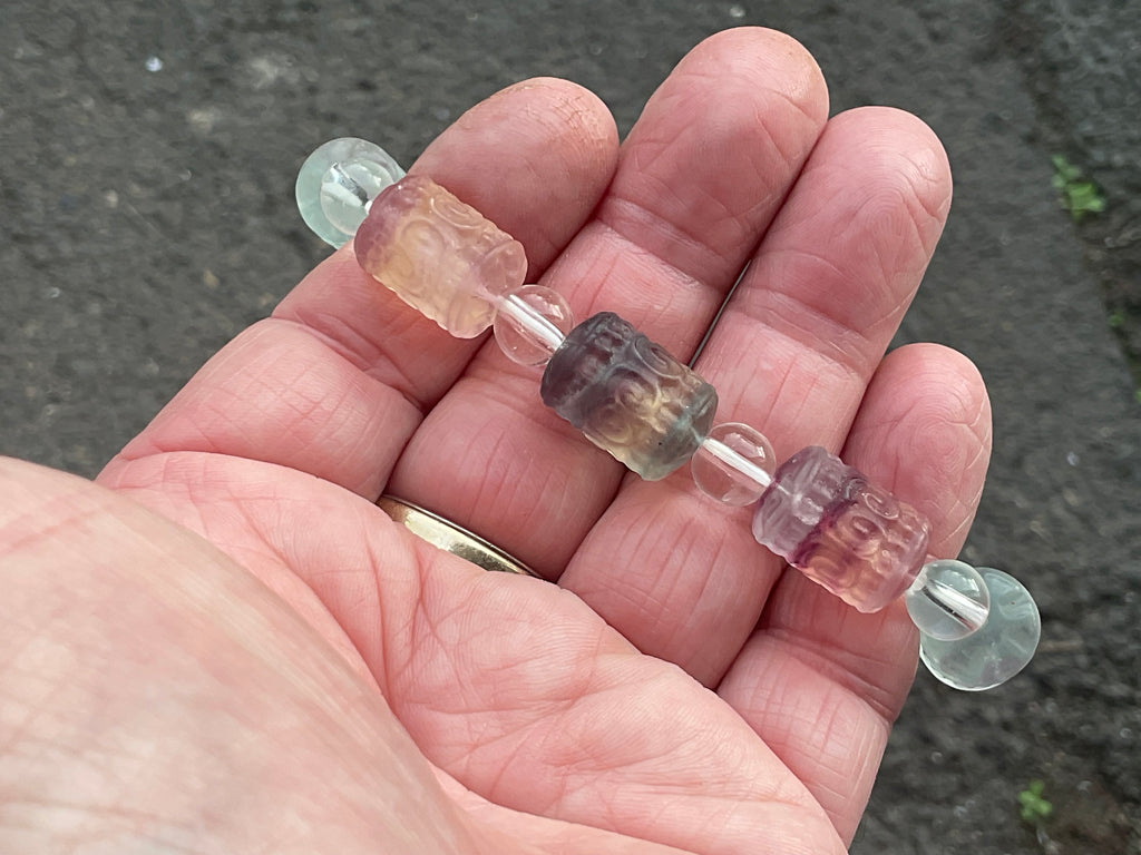 Rainbow Fluorite Barrel Bead (Lu Lu Tong) Bracelet B