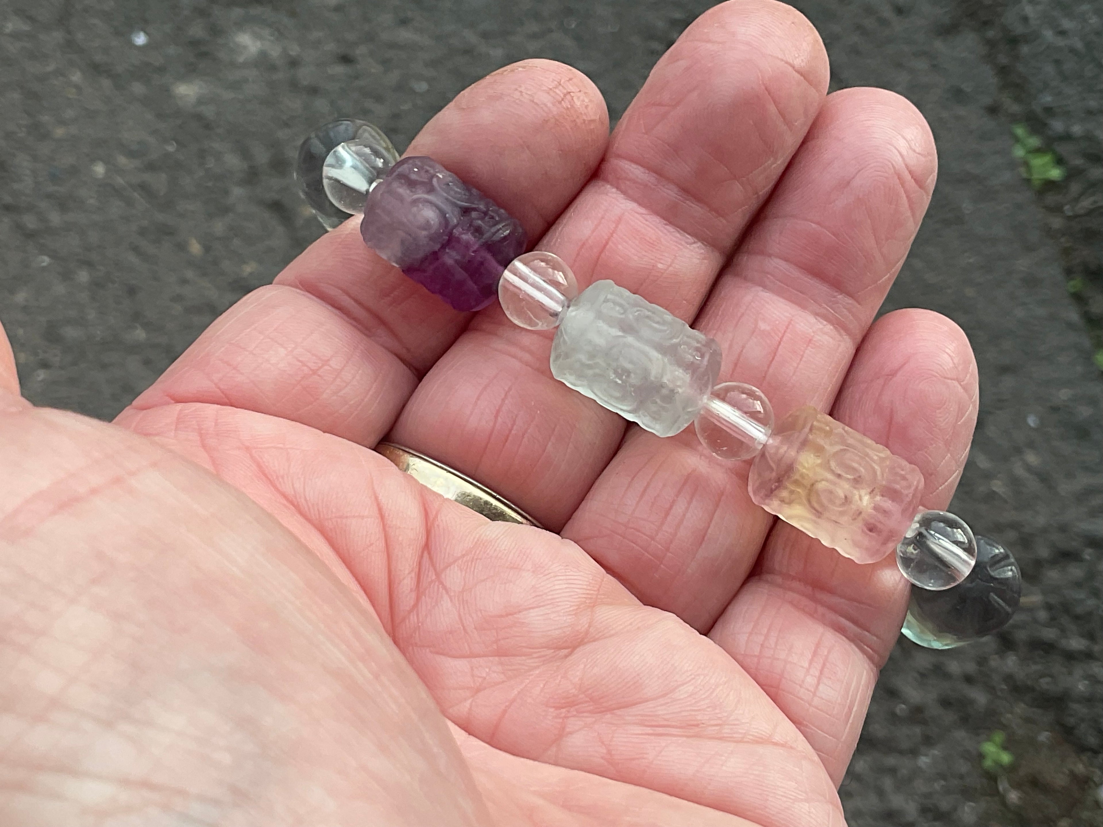 Rainbow Fluorite Barrel Bead (Lu Lu Tong) Bracelet B
