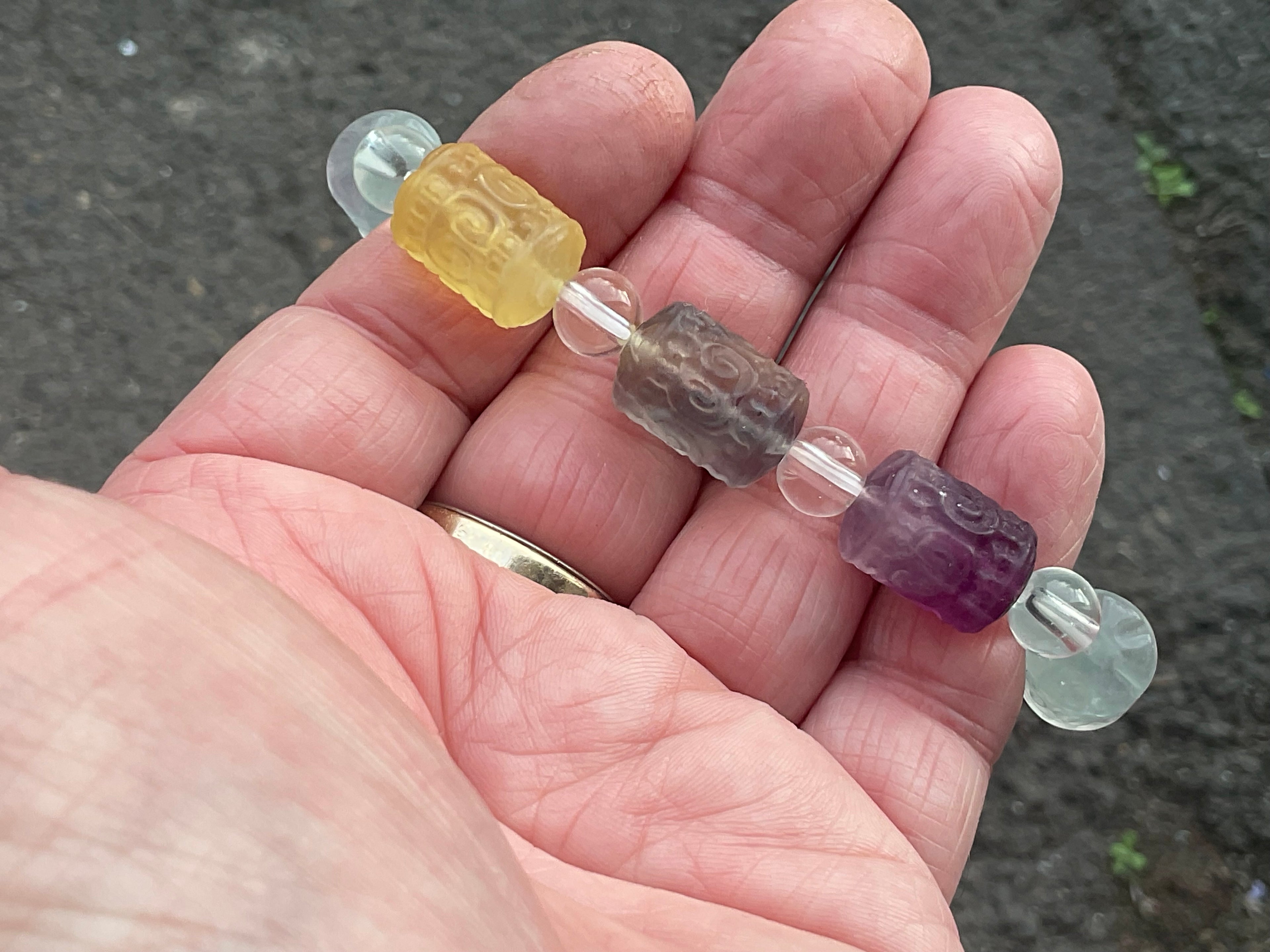 Rainbow Fluorite Barrel Bead (Lu Lu Tong) Bracelet B
