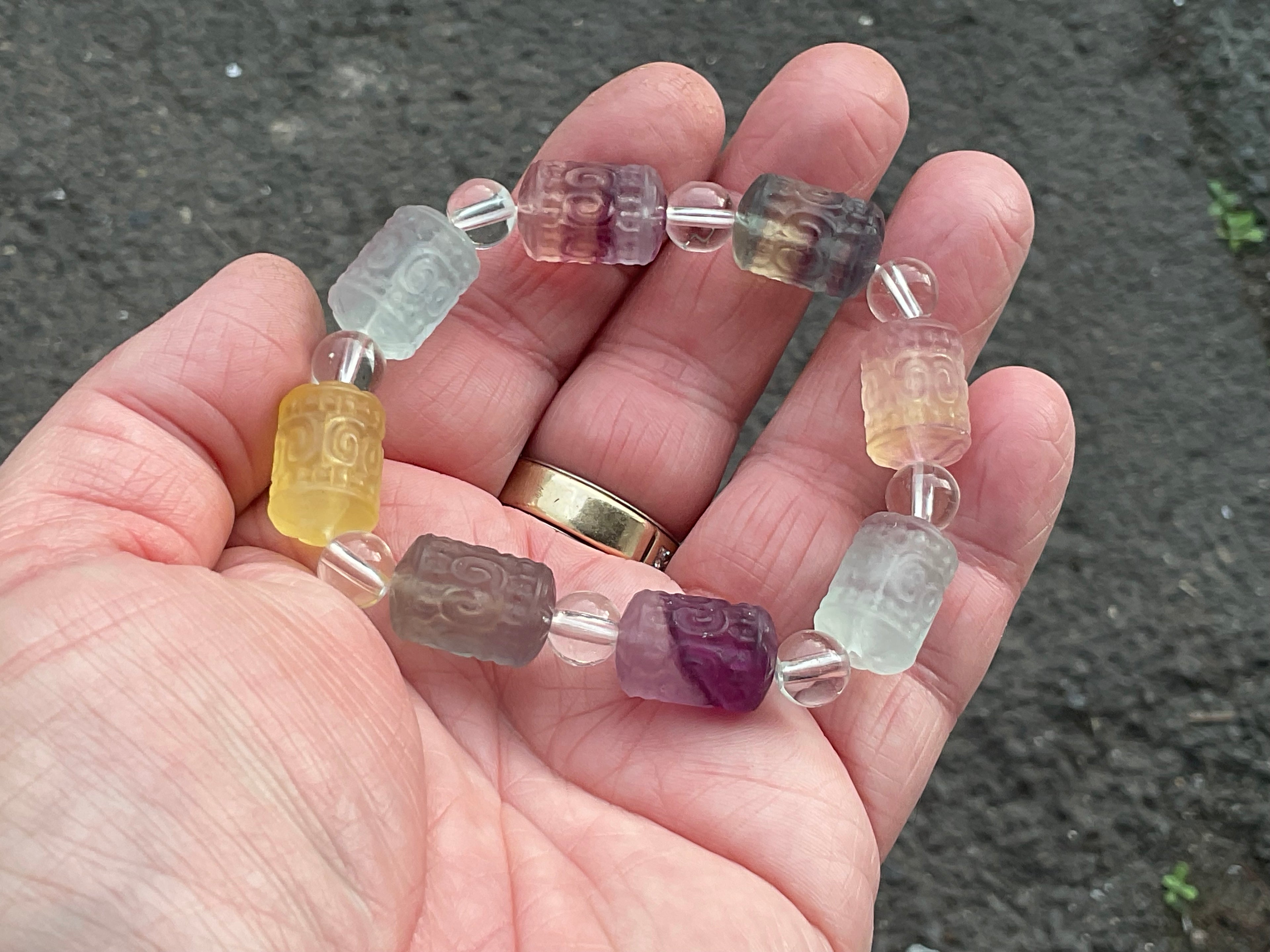 Rainbow Fluorite Barrel Bead (Lu Lu Tong) Bracelet B