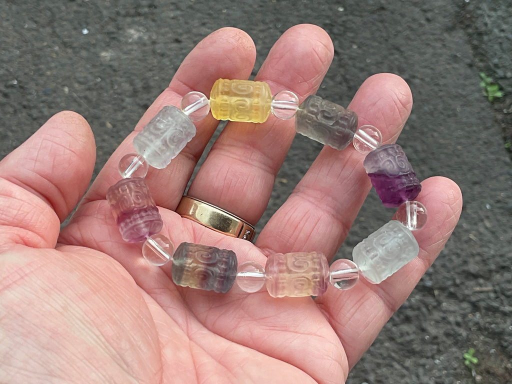 Rainbow Fluorite Barrel Bead (Lu Lu Tong) Bracelet B