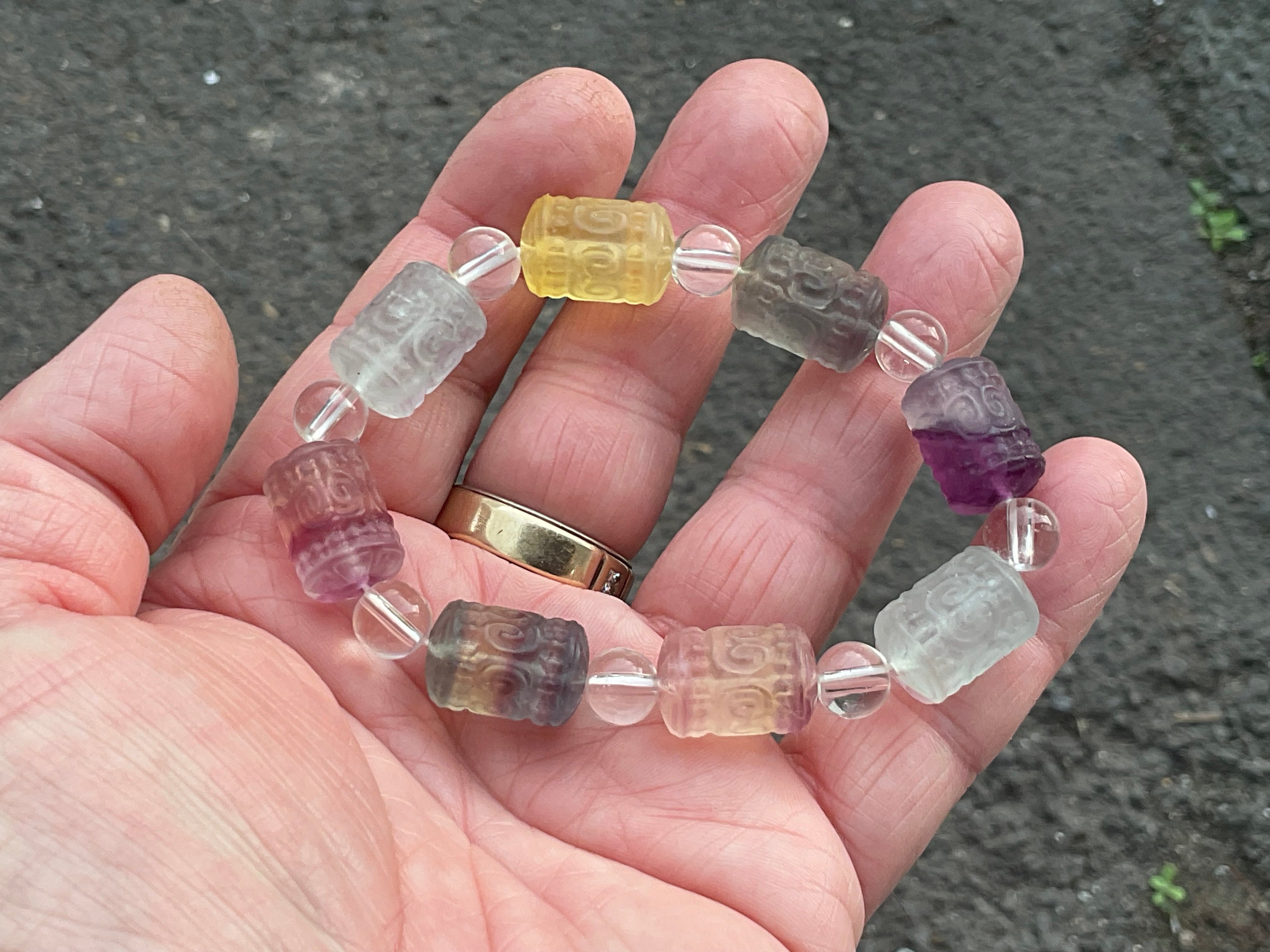 Rainbow Fluorite Barrel Bead (Lu Lu Tong) Bracelet B