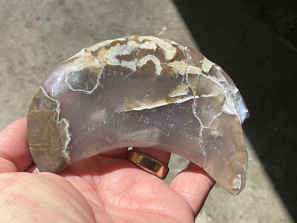 192g “Volcano Agate” Crescent Moon 1A