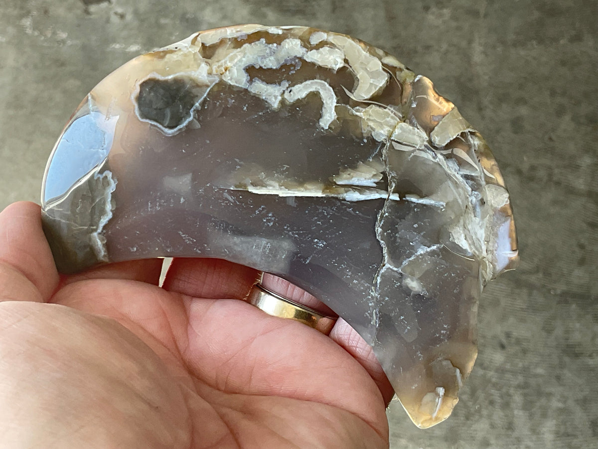 192g “Volcano Agate” Crescent Moon 1A