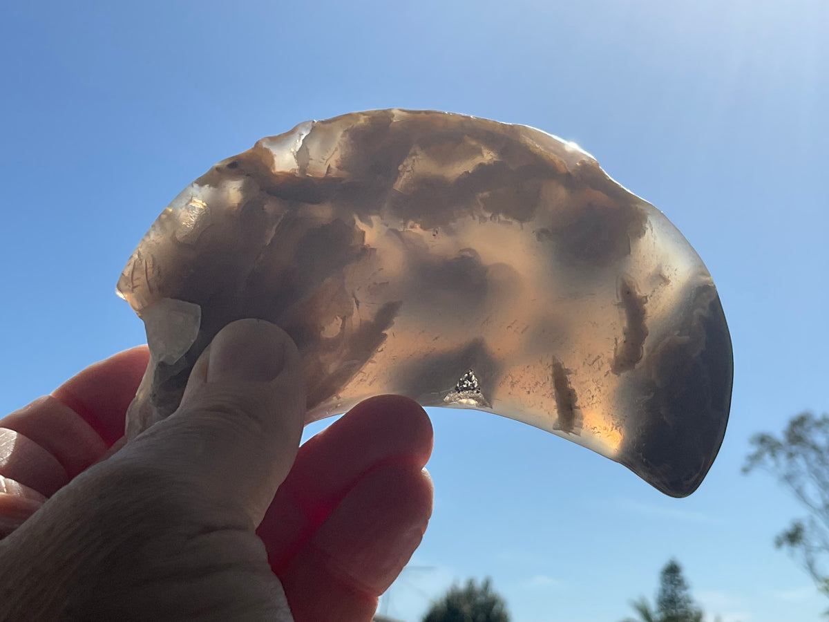 192g “Volcano Agate” Crescent Moon 1A