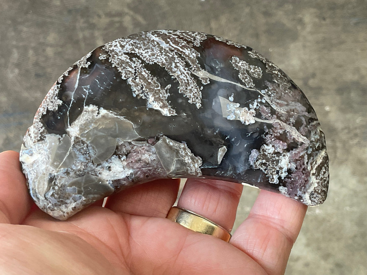 144g “Volcano Agate” Crescent Moon 1B