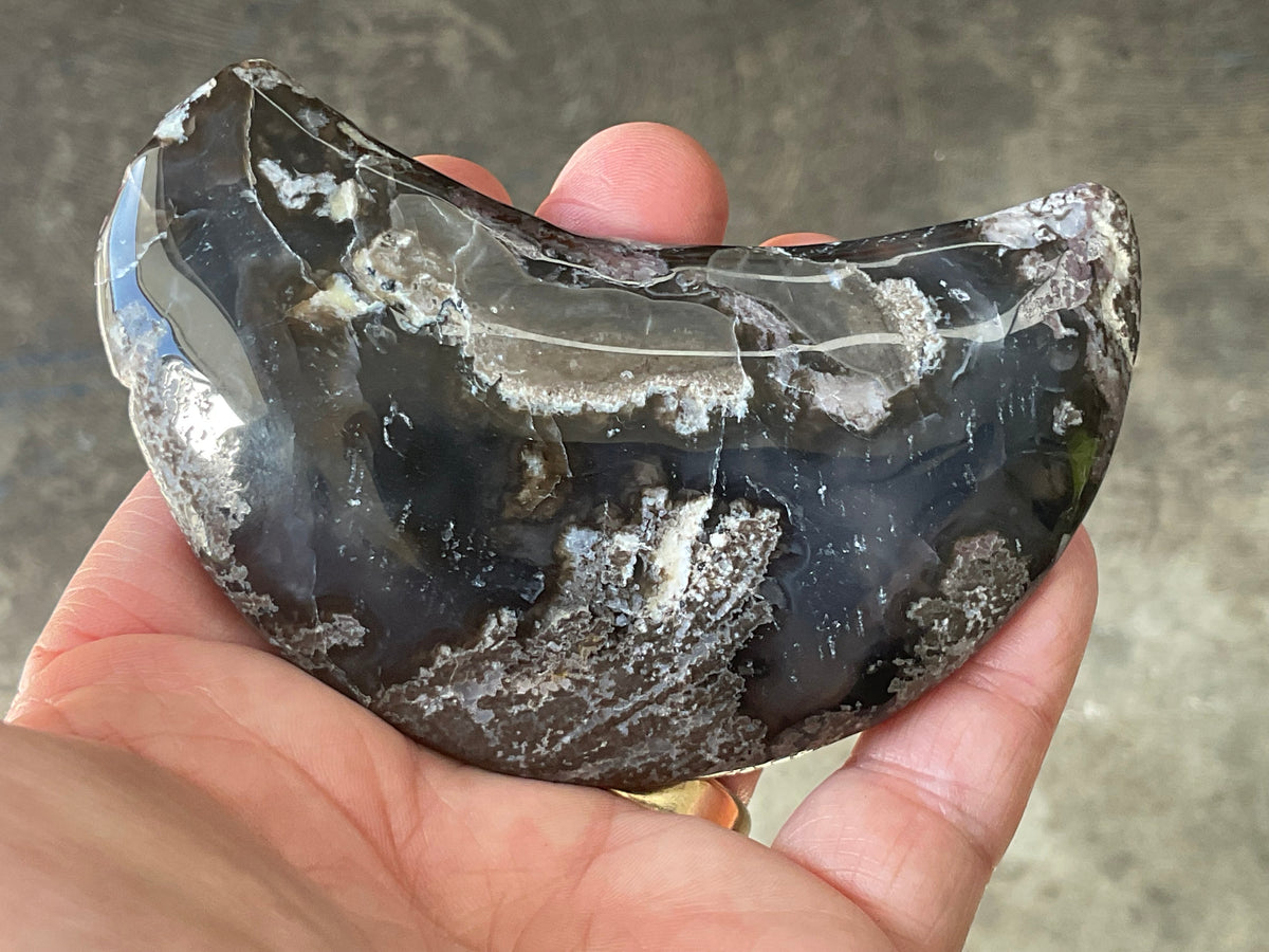 144g “Volcano Agate” Crescent Moon 1B